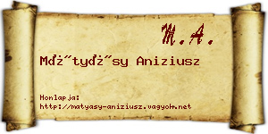 Mátyásy Aniziusz névjegykártya